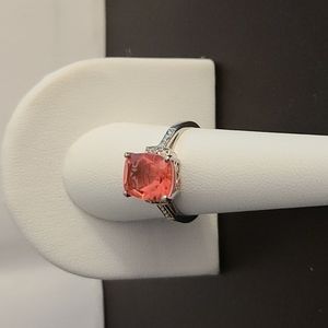 Papaya Quartz Ring sz 8 sterling silver